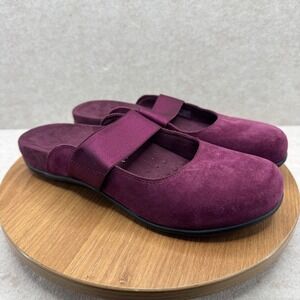 Vionic Laurel Suede Mary Jane Mules Clogs Size 9 Purple Orthotic Comfort Casual